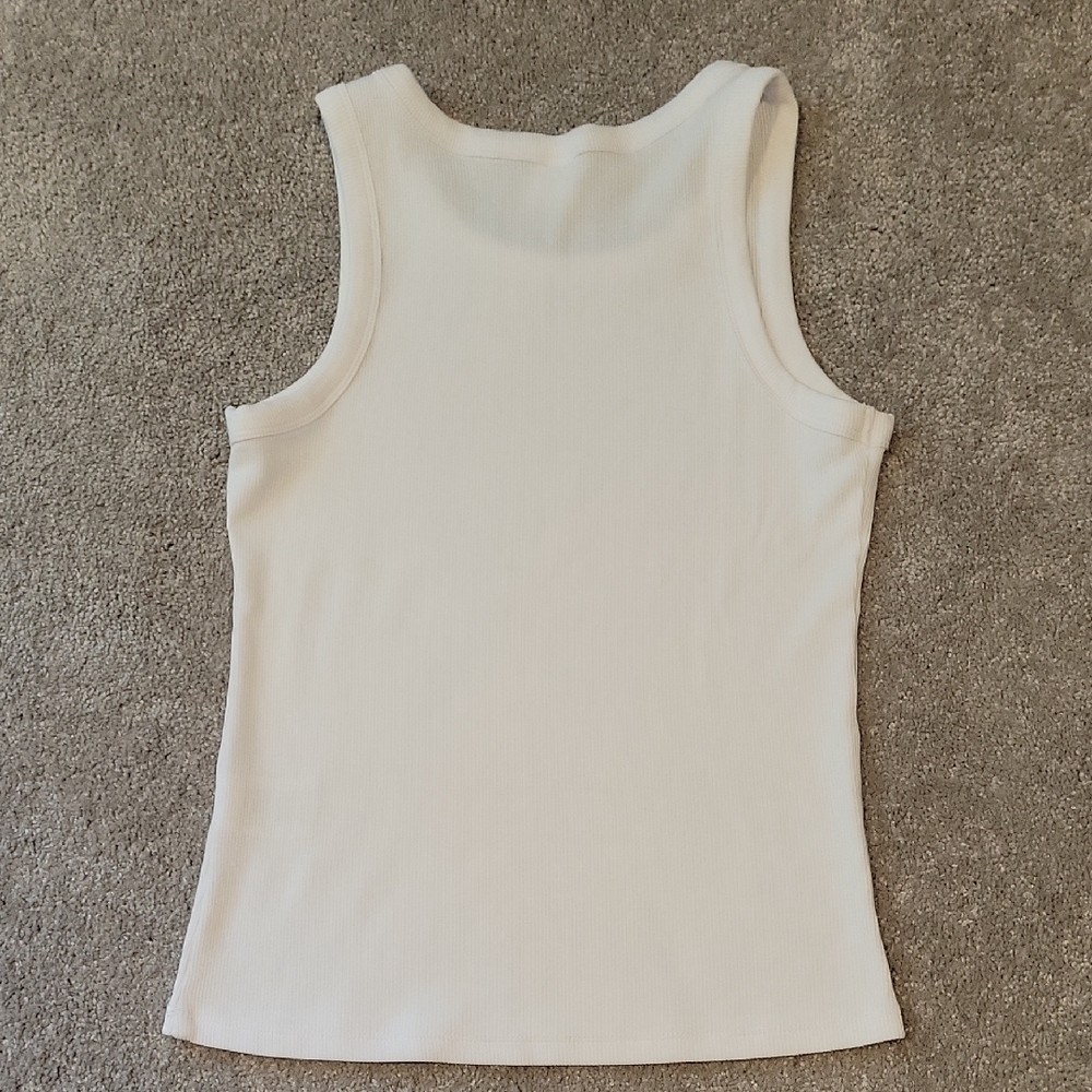 White Ribbed Tank Top - Picture 2 of 3